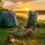 Home Camping Chair with Footrest - 300lb Capacity Recliner with Cup Holder and Cooler Pouch - Foldable Chair for Tailgating by Wakeman Outdoors (Blue) - Image 2